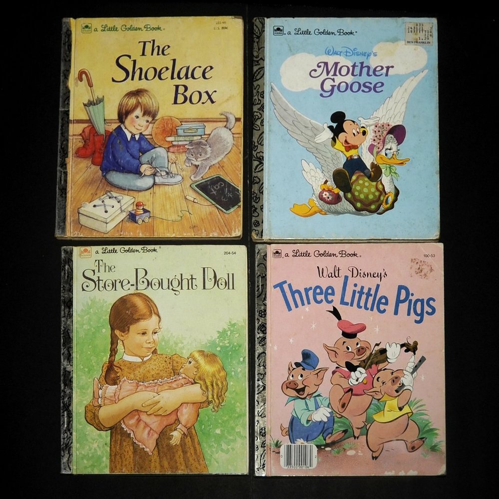 VTG Little Golden Books Lot of 4 CHILD'S Stories 3 Little Pigs Mom Goose 80s 90s
